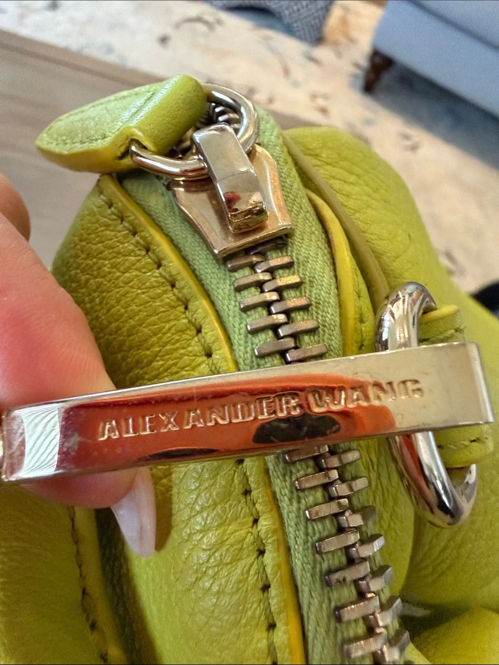 Alexander Wang Lime Green Pebbled Leather Crossbody Satchel - Picture 4 of 6